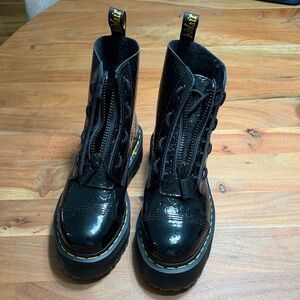 Dr. Martens Black Boots with Embossed Cheetah Design, Women